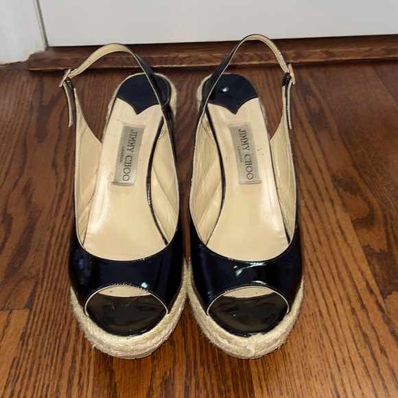 Jimmy Choo Black Patent Leather Espadrilles - Picture 1 of 7